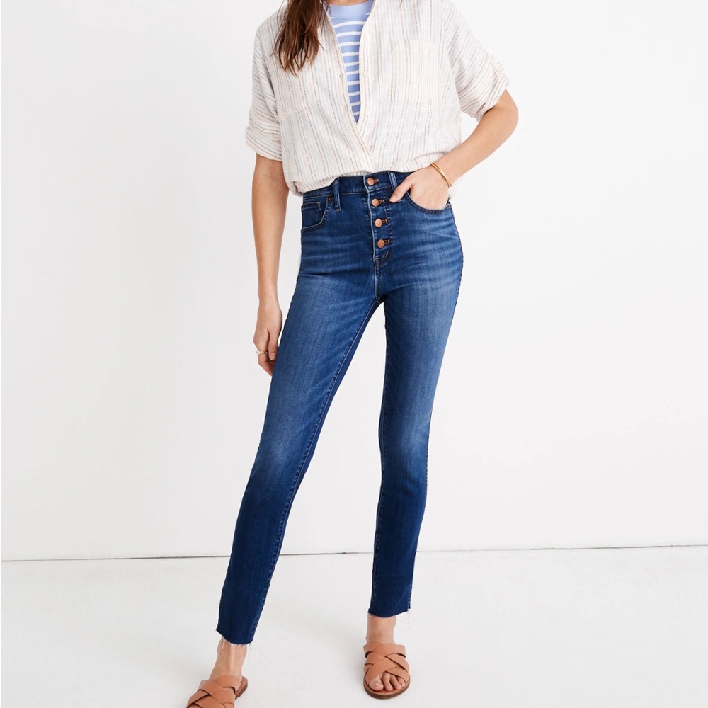 Madewell 10” High-Rise Skinny Crop Jeans: Button Front TENCEL size 25